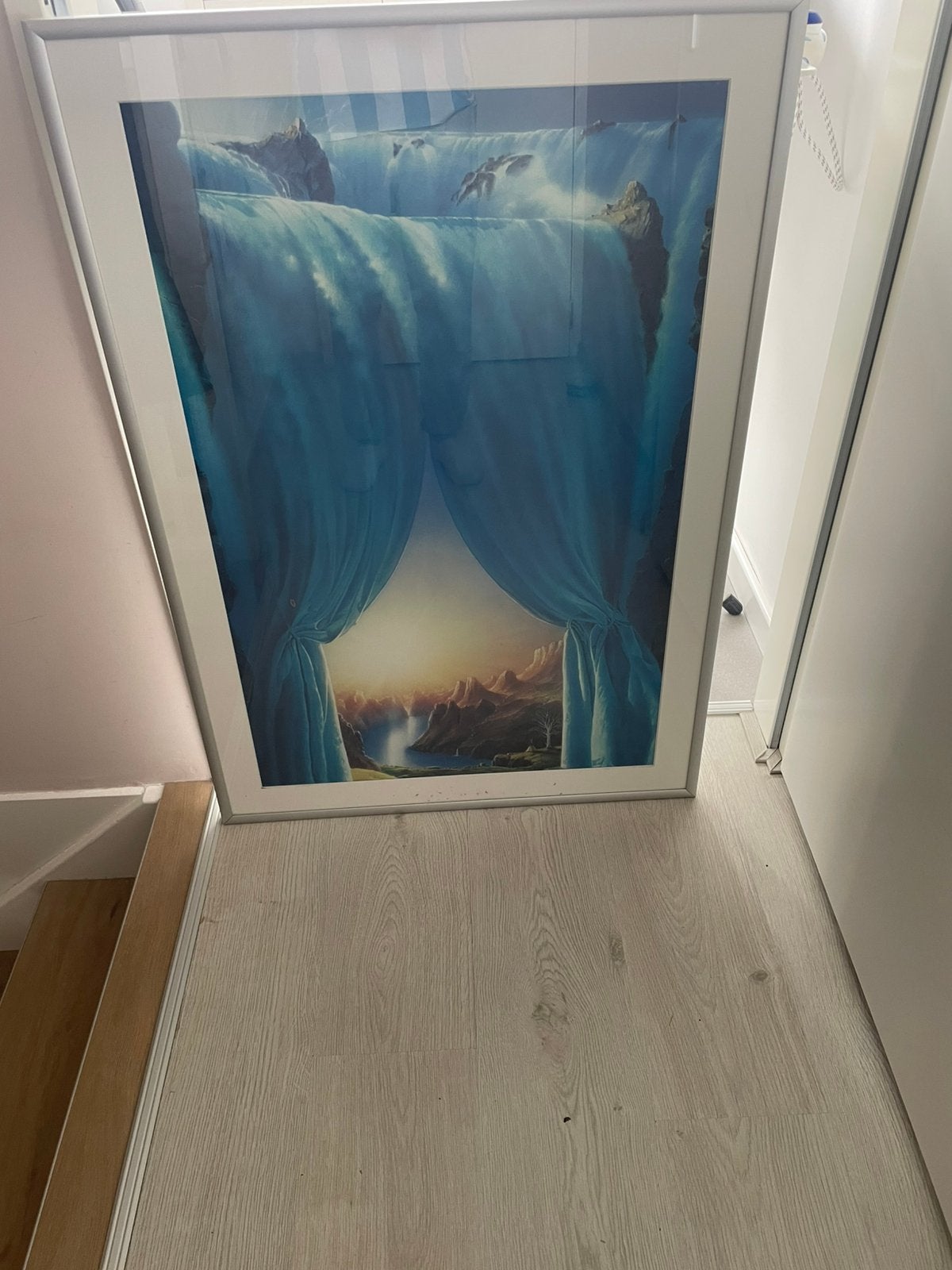 Ingelijste poster met waterval en gordijnen, Ophalen