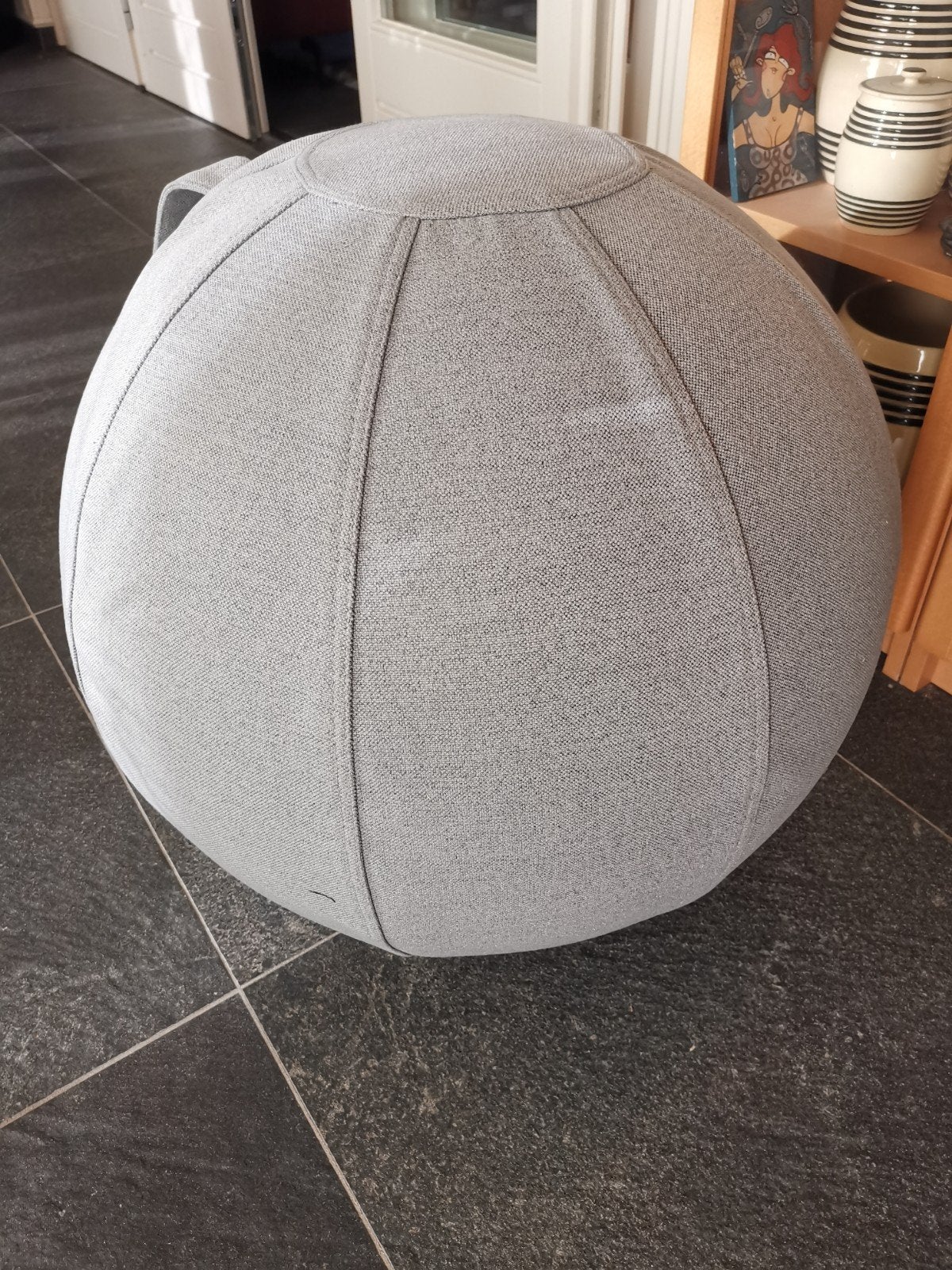 Vluv zitbal met grijze stof 60 cm hoog, Verzenden, Zo goed als nieuw, Grijs