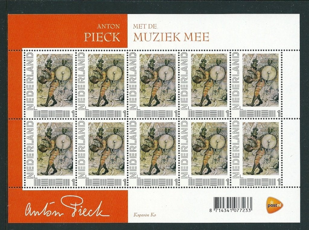 Vel pers zegels anton pieck met de muziek mee, postfris, Ophalen of Verzenden, Postfris