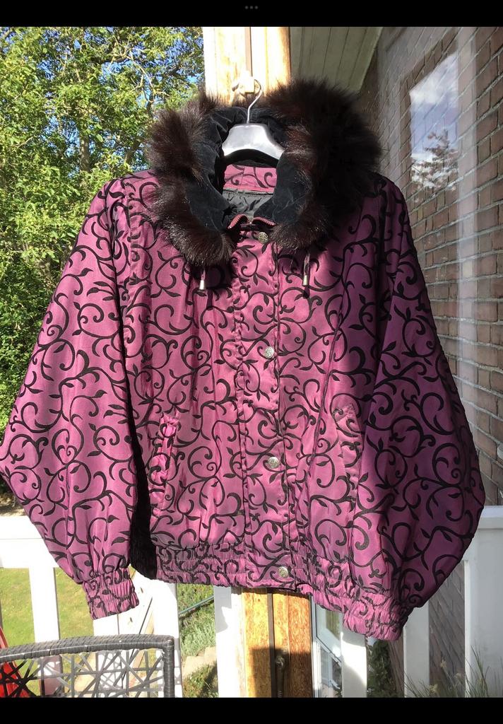 Winterjas, aubergine, changeant paars / rood / zwart, mt. L., Kleding | Dames, Ophalen of Verzenden, Zo goed als nieuw, Blauw