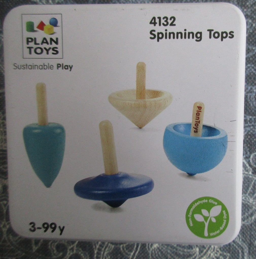 PlanToys 4132 Spinning Tops-set, blikje met houten tollen., Ophalen of Verzenden, Nieuw, Overige typen