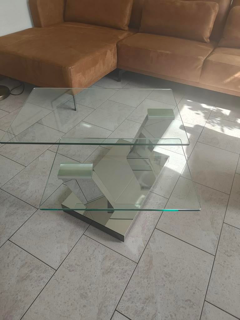 Glazen salontafel van Montel  Tempered Glas, Huis en Inrichting, Tafels | Salontafels, Gebruikt, Glas, Minder dan 50 cm, Rechthoekig