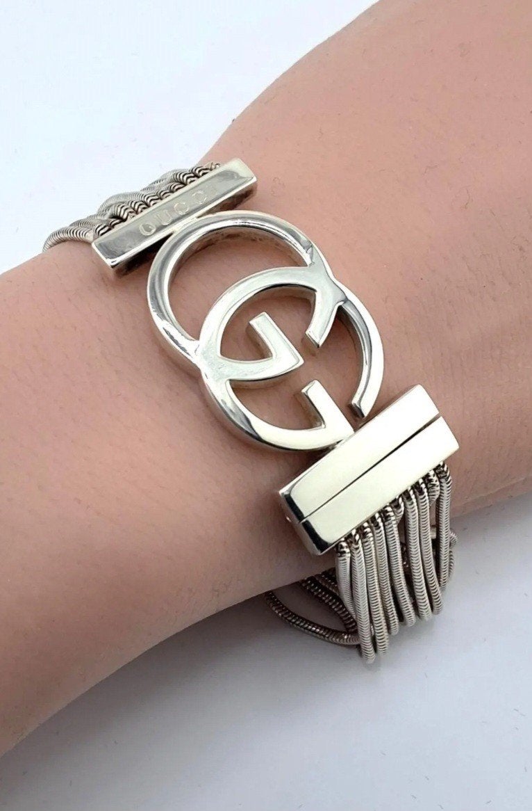 GUCCI Armband Interlocking GG Logo Multi Chain Zilver 925, Sieraden, Tassen en Uiterlijk, Armbanden, Ophalen of Verzenden, Zo goed als nieuw