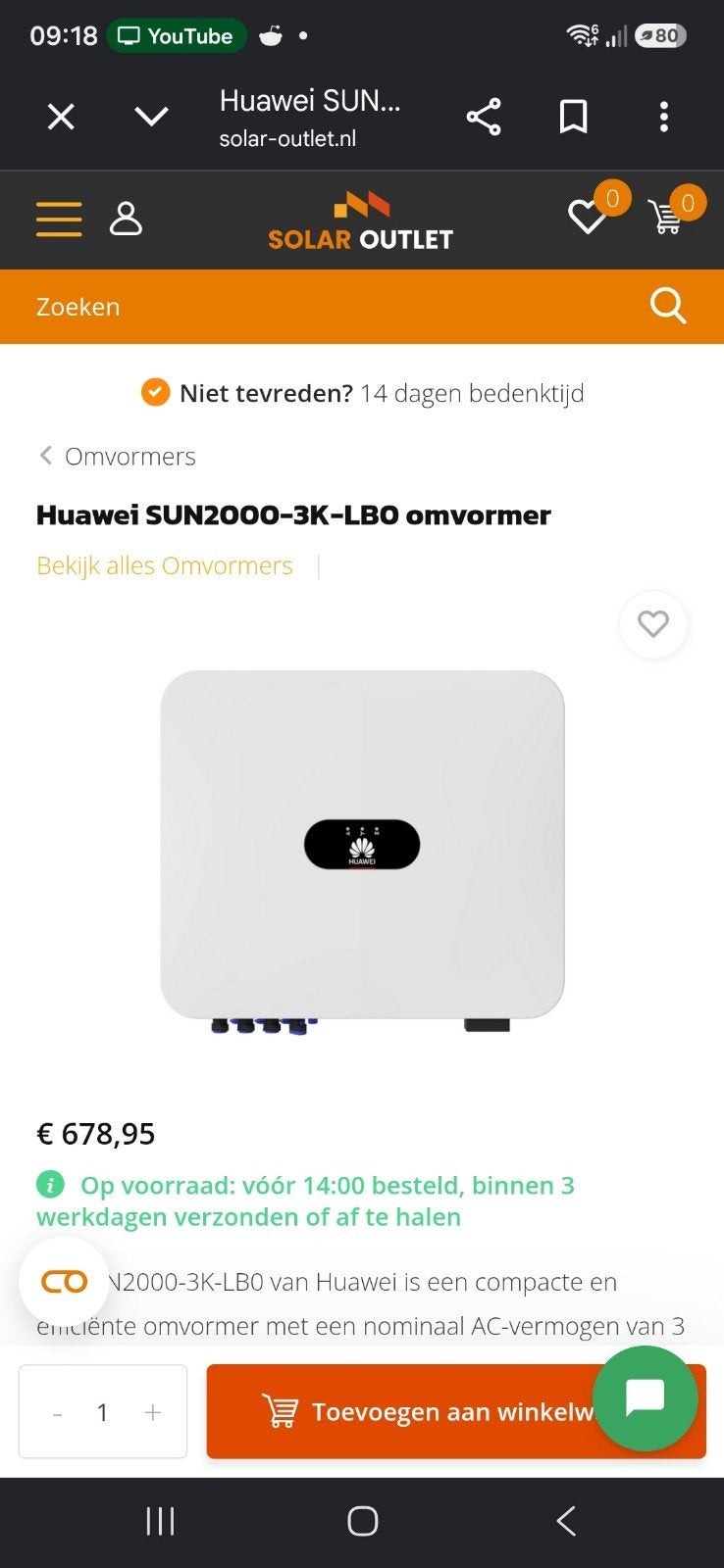 Huawei SUN2000-3K-LB0 Omvormer - Nieuw in doos, Ophalen, Nieuw, Overige typen