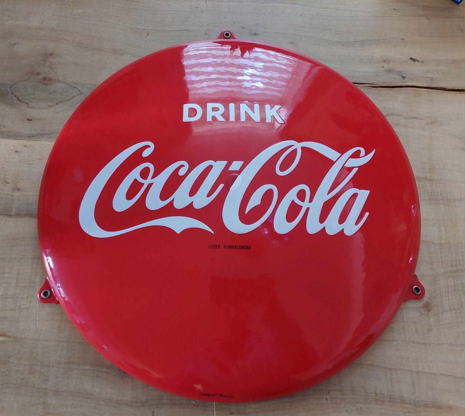 Emaille coca cola button 40cm, Verzamelen, Merken en Reclamevoorwerpen, Ophalen of Verzenden, Zo goed als nieuw, Reclamebord