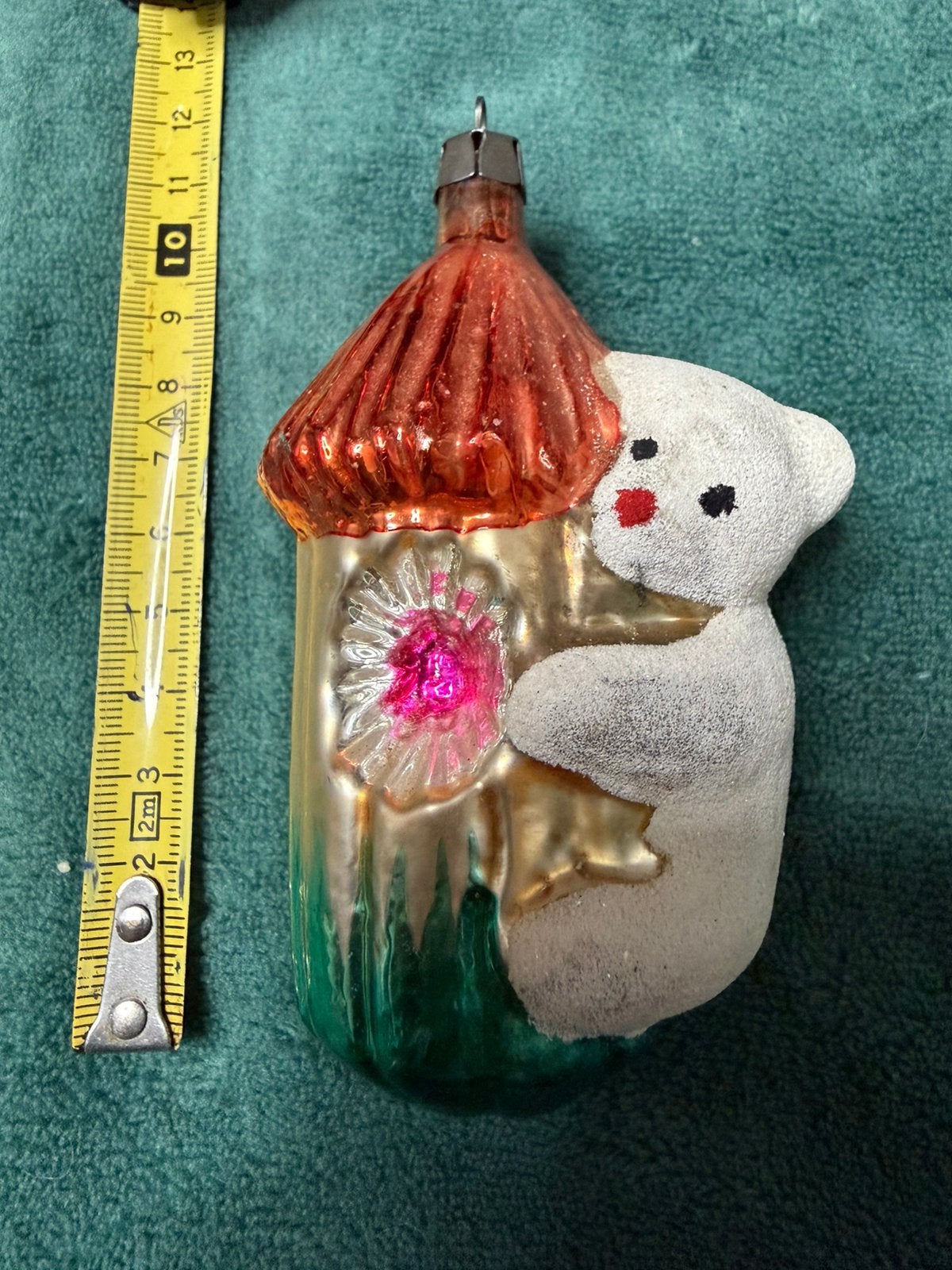 Vintage kerstbal koalabeer aan boomstam, Ophalen of Verzenden, Zo goed als nieuw, Zilver, Overige materialen