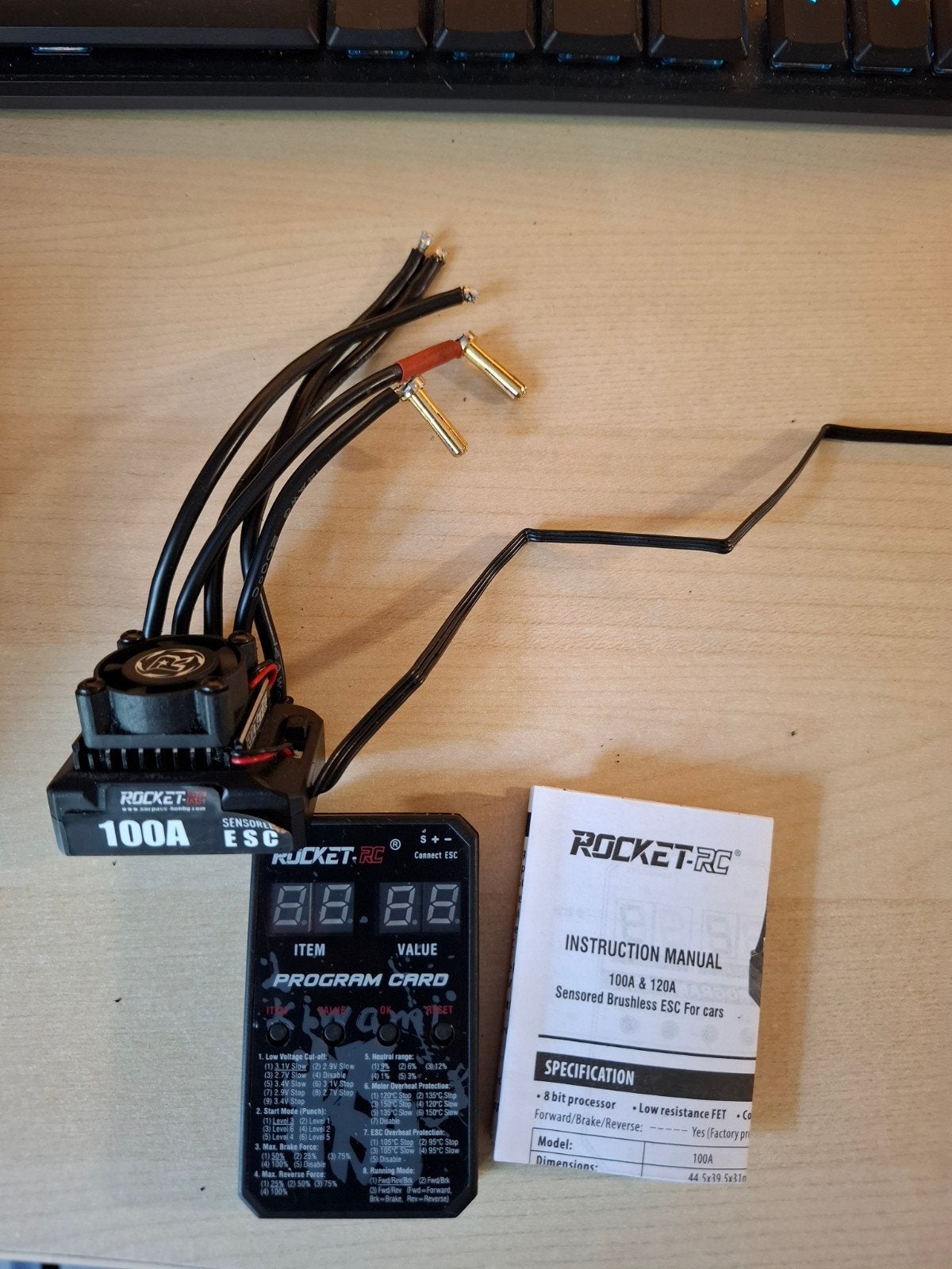 Rocket-RC 100A ESC met Program Card, Elektro, Gebruikt, Ophalen of Verzenden, Onderdeel