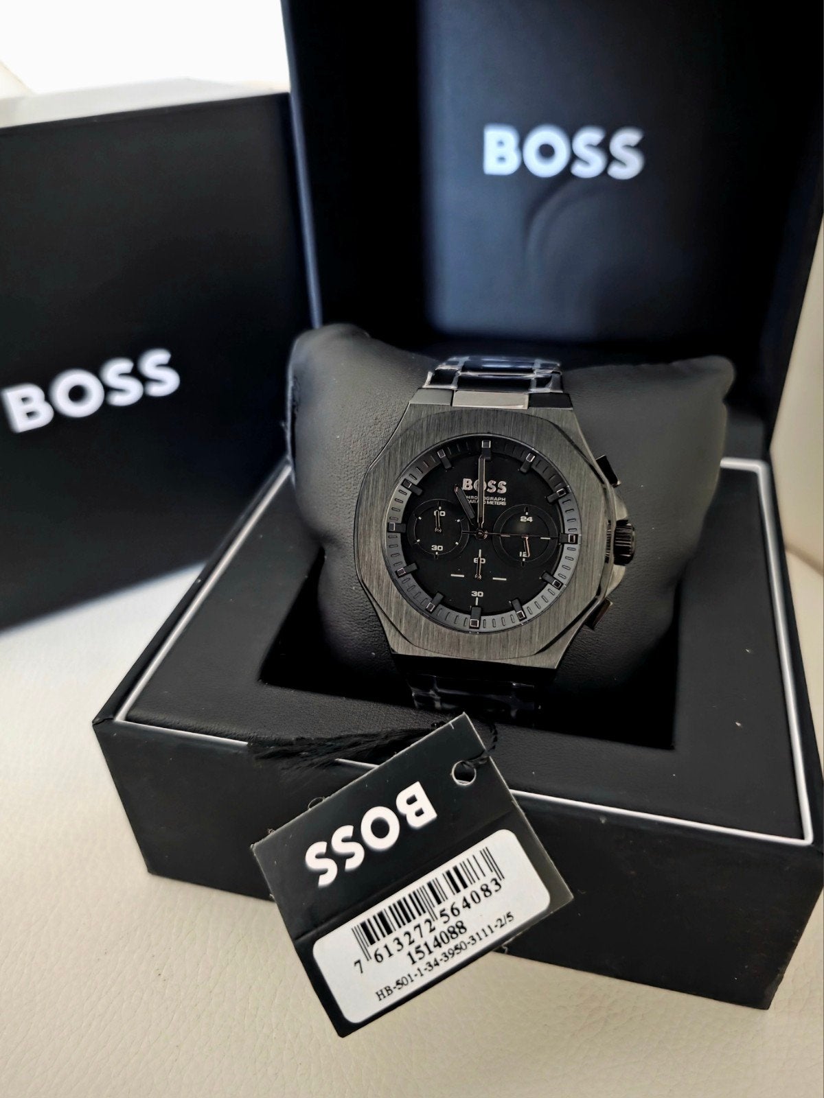 Originele Hugo Boss HB1514088 Taper herenhorloge NIEUW 45MM, Sieraden, Tassen en Uiterlijk, Overige merken, Staal, Staal, Polshorloge