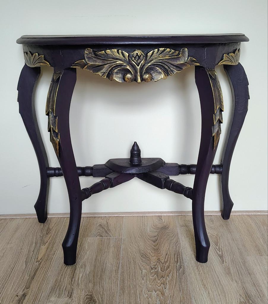 Aubergine Vintage Sidetable met Gouden Accenten, Ophalen, 50 tot 100 cm, Zo goed als nieuw, Landelijk, vintage, antiek,brocante