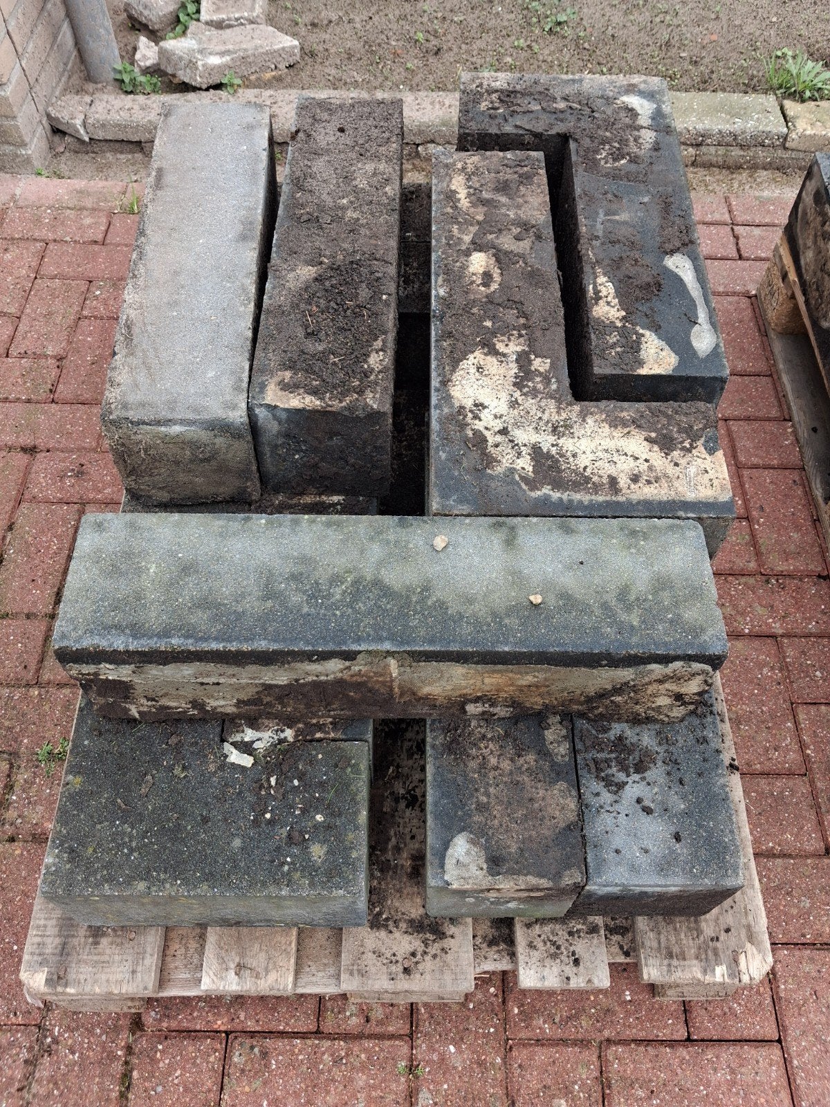 stapelblokken, antreciet grijs, Tuin en Terras, Gebruikt, Ophalen of Verzenden, 10 m² of meer, Beton