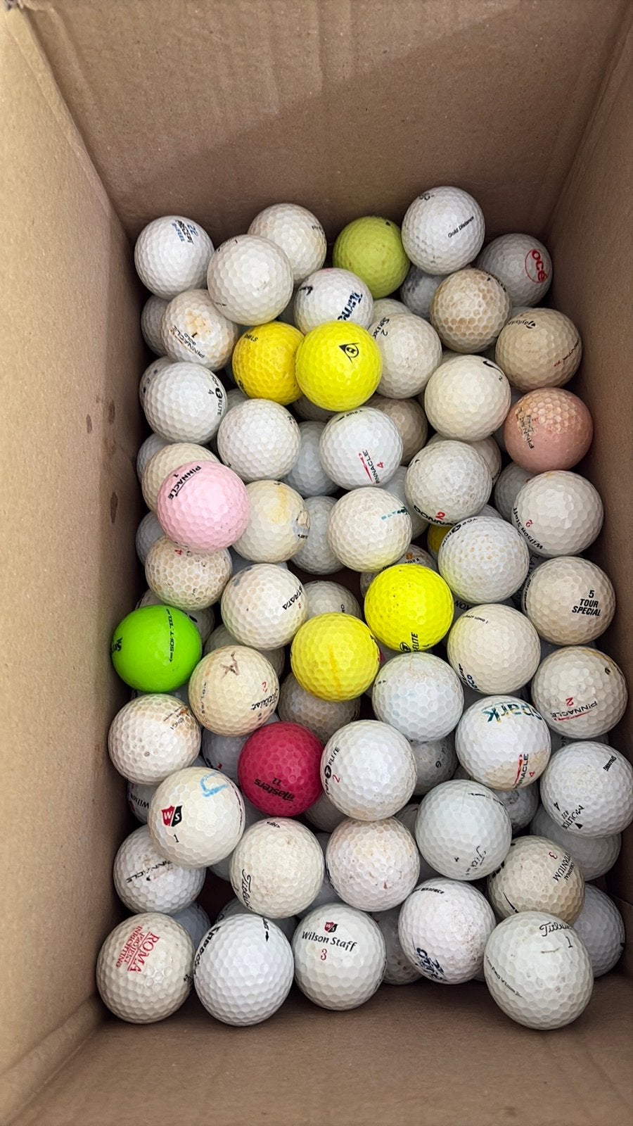 Mix van 200 golfballen, Sport en Fitness, Ophalen of Verzenden, Gebruikt, Bal(len)