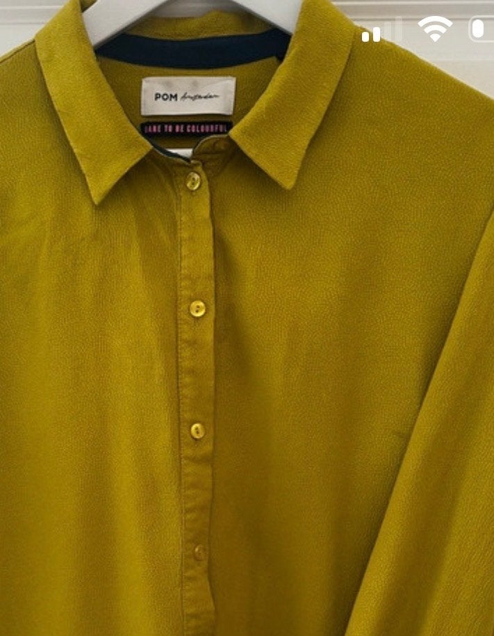POM Amsterdam dames blouse olijfgroen XL, Verzenden, Zo goed als nieuw, Maat 42/44 (L), Groen