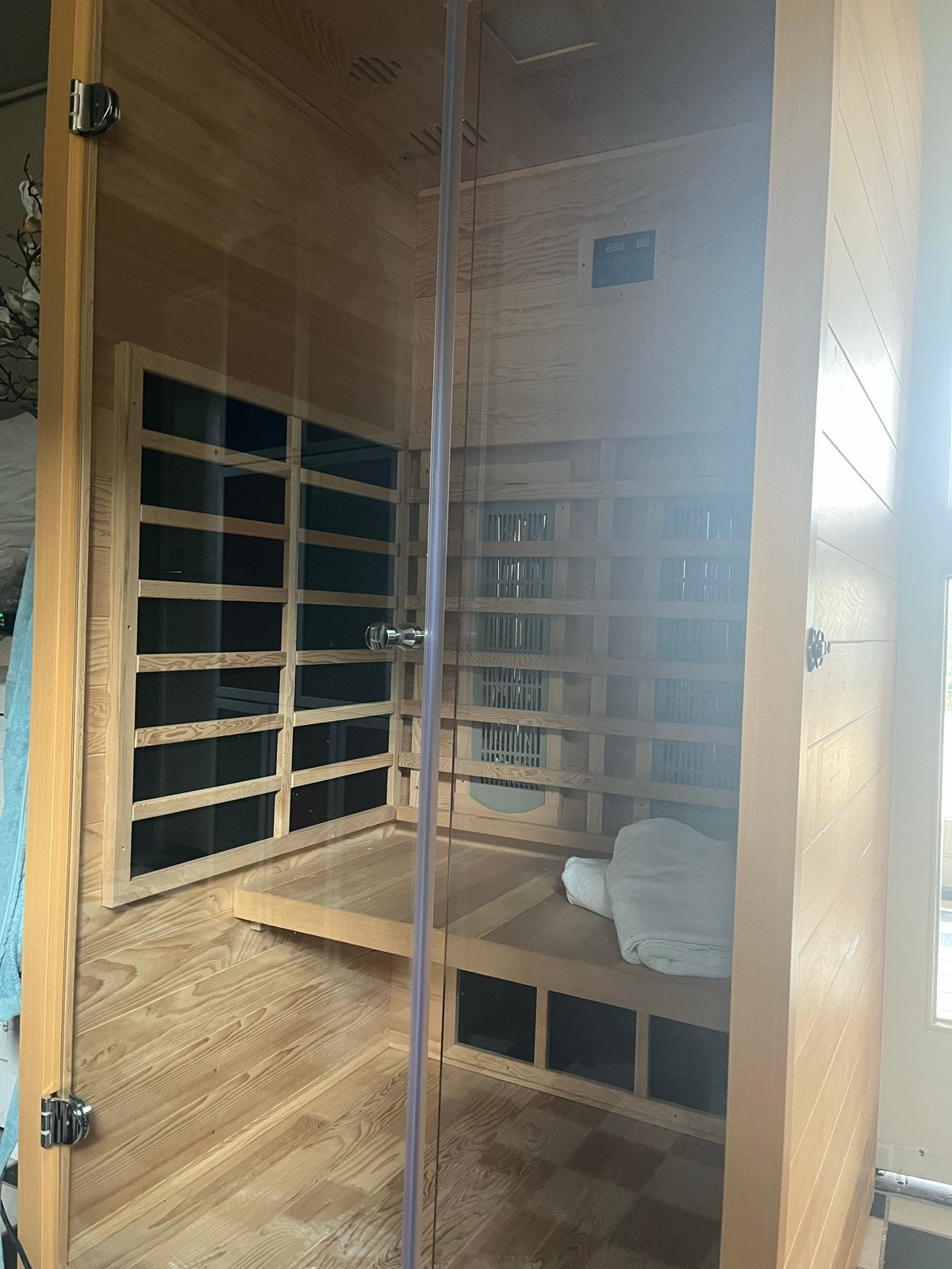 Zo goed als nieuwe 1-persoons Infrarood Sauna (100x90x190cm), Sport en Fitness, Sauna, Ophalen of Verzenden, Zo goed als nieuw