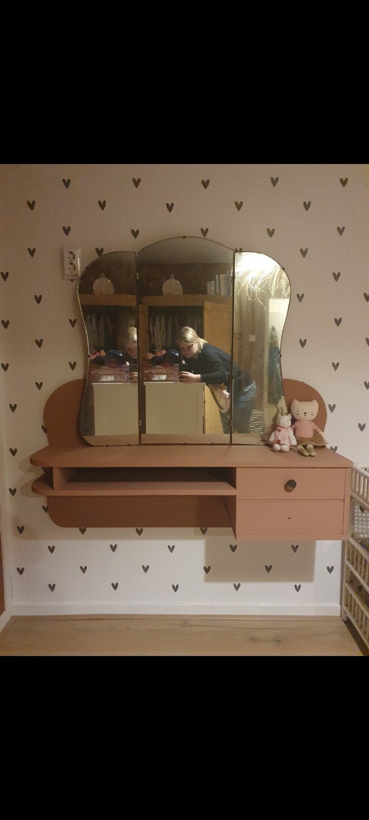 Vintage kaptafel/bureau - opknapper, Gebruikt, 100 tot 150 cm, Vintage, Ophalen of Verzenden