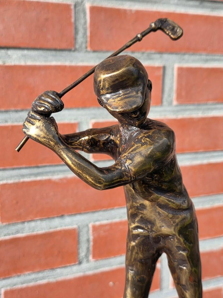 GOLFER / bronzen beeld / 25 cm hoog, Ophalen of Verzenden, Handgemaakt, Brons