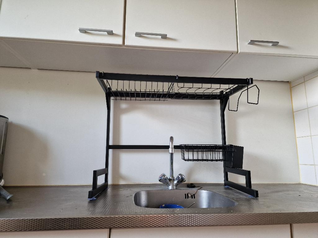 IJzer Afwasrek tegen elk bod, Huis en Inrichting, Keuken | Keukenbenodigdheden, Ophalen, Gebruikt, Metaal, Zwart