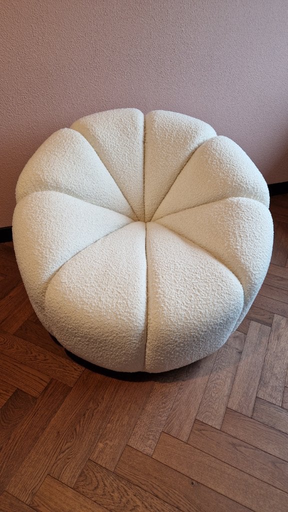 Kare Design Peppo draaifauteuil – wit bouclé – showroomstaat, Huis en Inrichting, Fauteuils, Ophalen, 75 tot 100 cm, Zo goed als nieuw