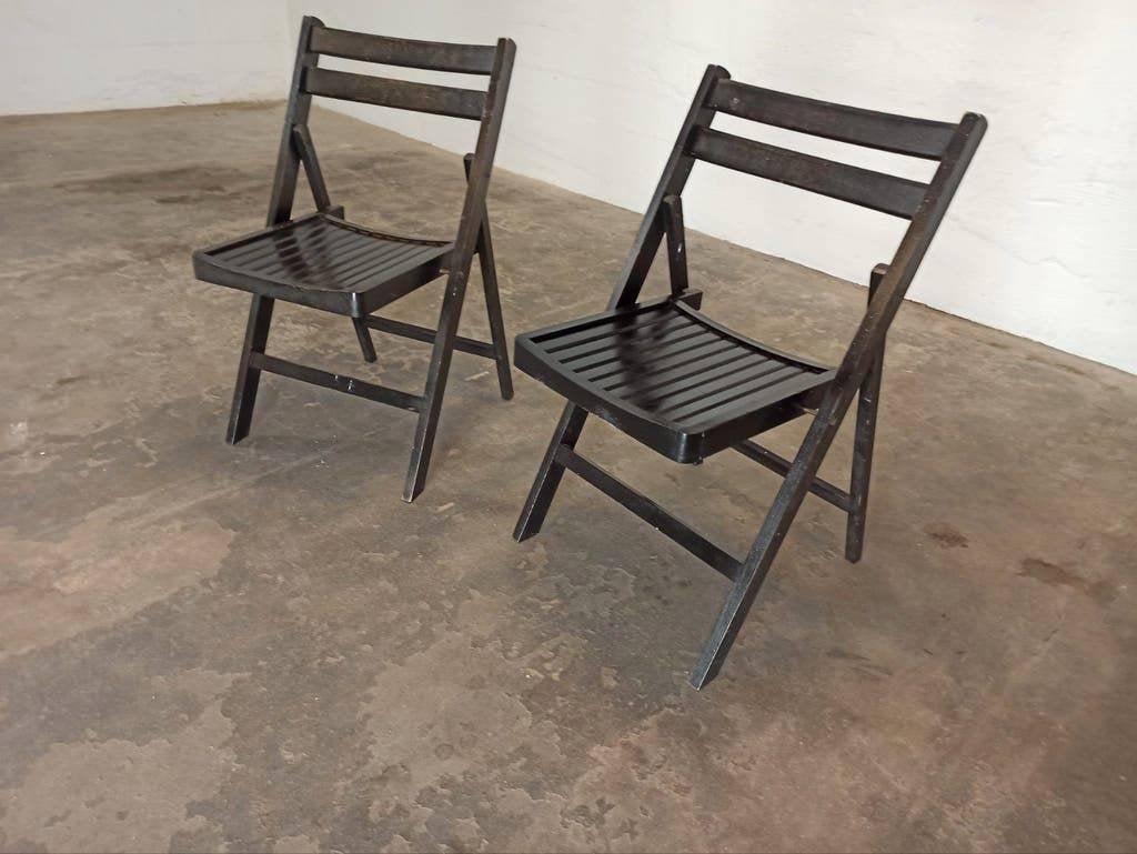 Set van 2 vintage houten klapstoelen, zwart, Ophalen, Tweedehands, Twee, Hout