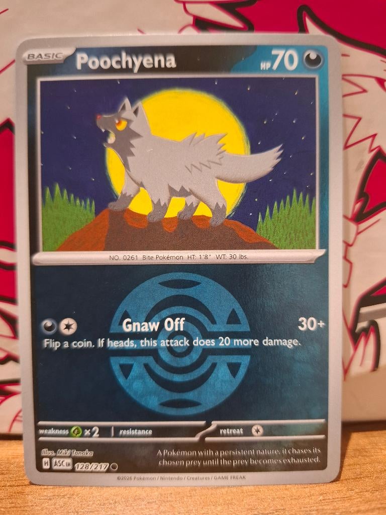 Pokemon Poochyena ASC 128/217 pokeball, Ophalen of Verzenden, Nieuw, Losse kaart