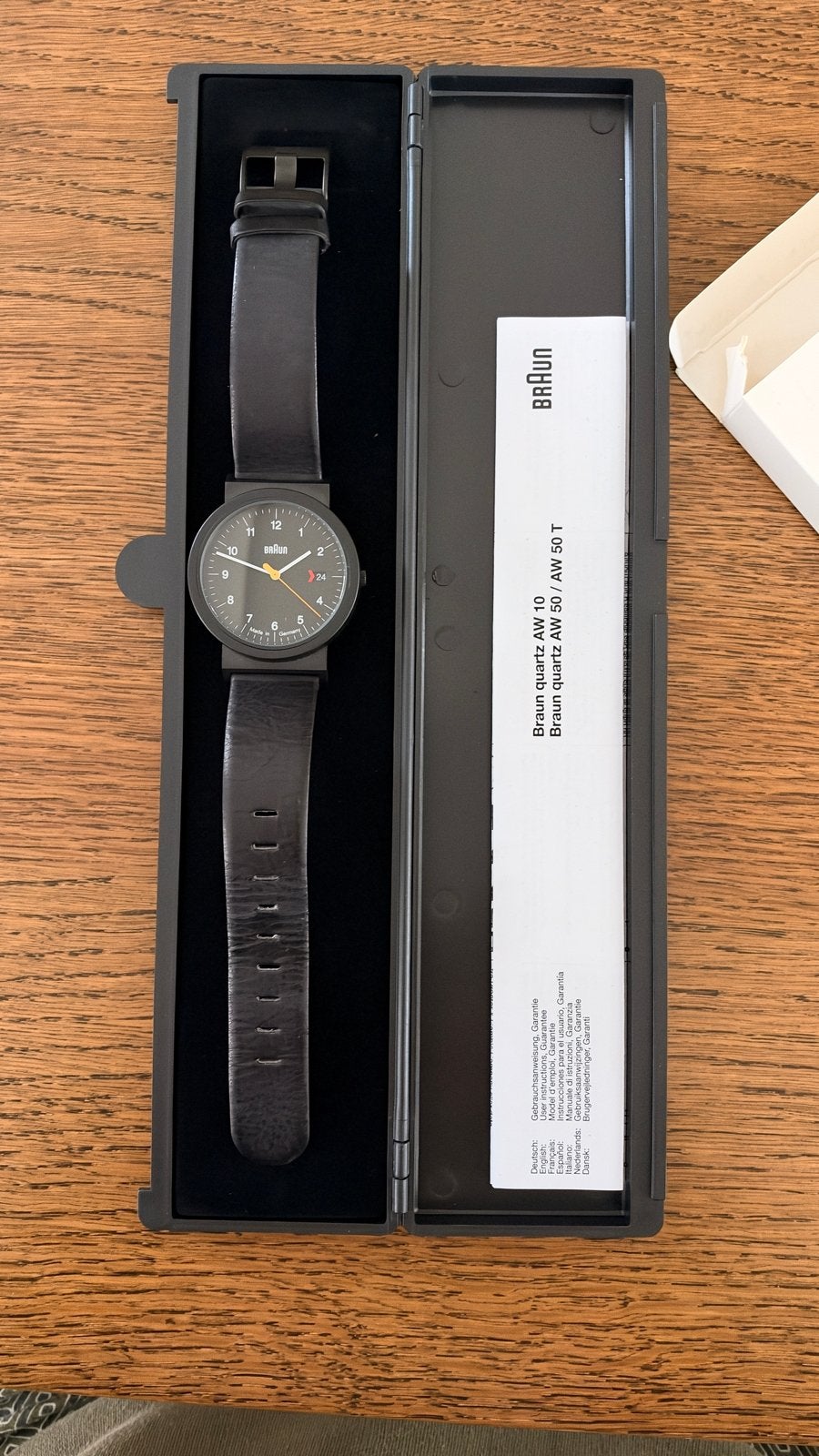 Braun AW10 EVO B Herenhorloge - 39mm - Zwart Leer, Overige merken, Leer, Staal, Polshorloge