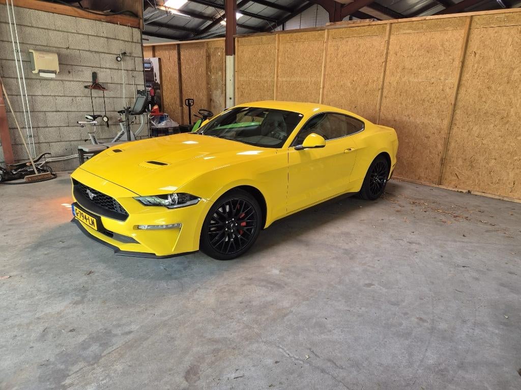 Ford Mustang 2.3 Ecoboost 290pk Aut 2018 (Achterbanden nieuw, Auto's, Ford, Achterwielaandrijving, Zwart, 4 cilinders, 4 stoelen