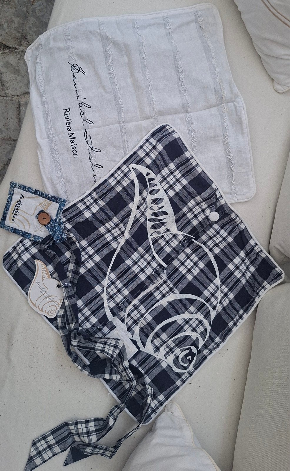 Riviera Maison kussenhoes 'Remember Me' - Classic Collection, Met print, Blauw, Riviera Maison, Nieuw