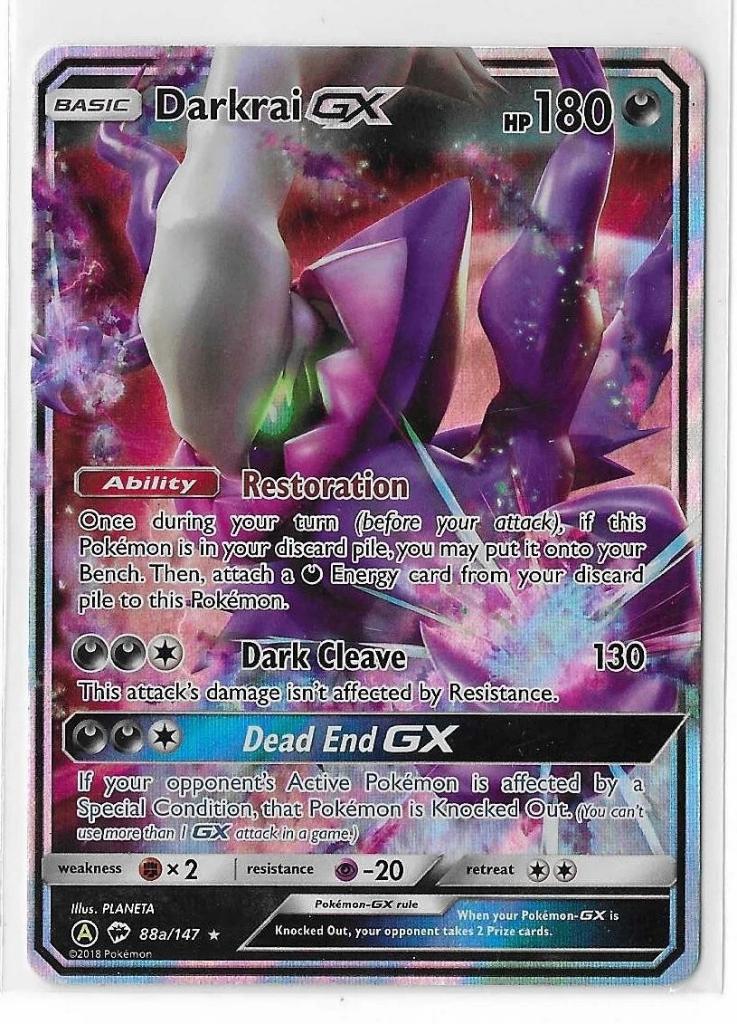 Darkrai GX 88a/147 Burning Shadows Alternate Promo Pokemon, Ophalen of Verzenden, Zo goed als nieuw, Losse kaart, Foil
