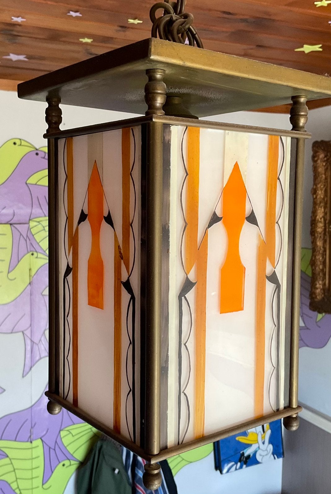 Amsterdamse school lamp gebrandschilderd, Antiek en Kunst, Ophalen of Verzenden