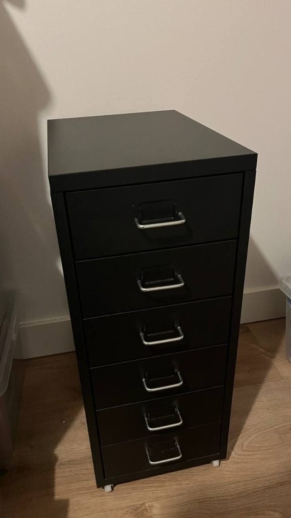 Black IKEA HELMER drawer unit on castors – 6 drawers, Ophalen, Minder dan 50 cm, 5 laden of meer, Zo goed als nieuw