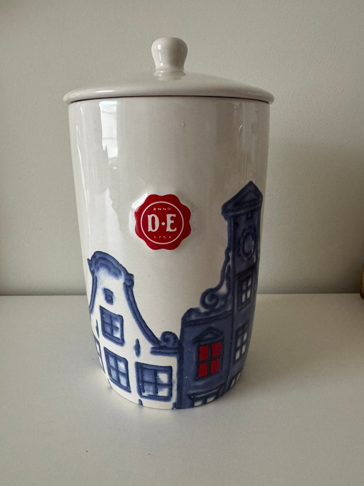 Douwe Egberts hollands blauw wit opberg pot, Ophalen, Nieuw, Overige stijlen, Overige typen