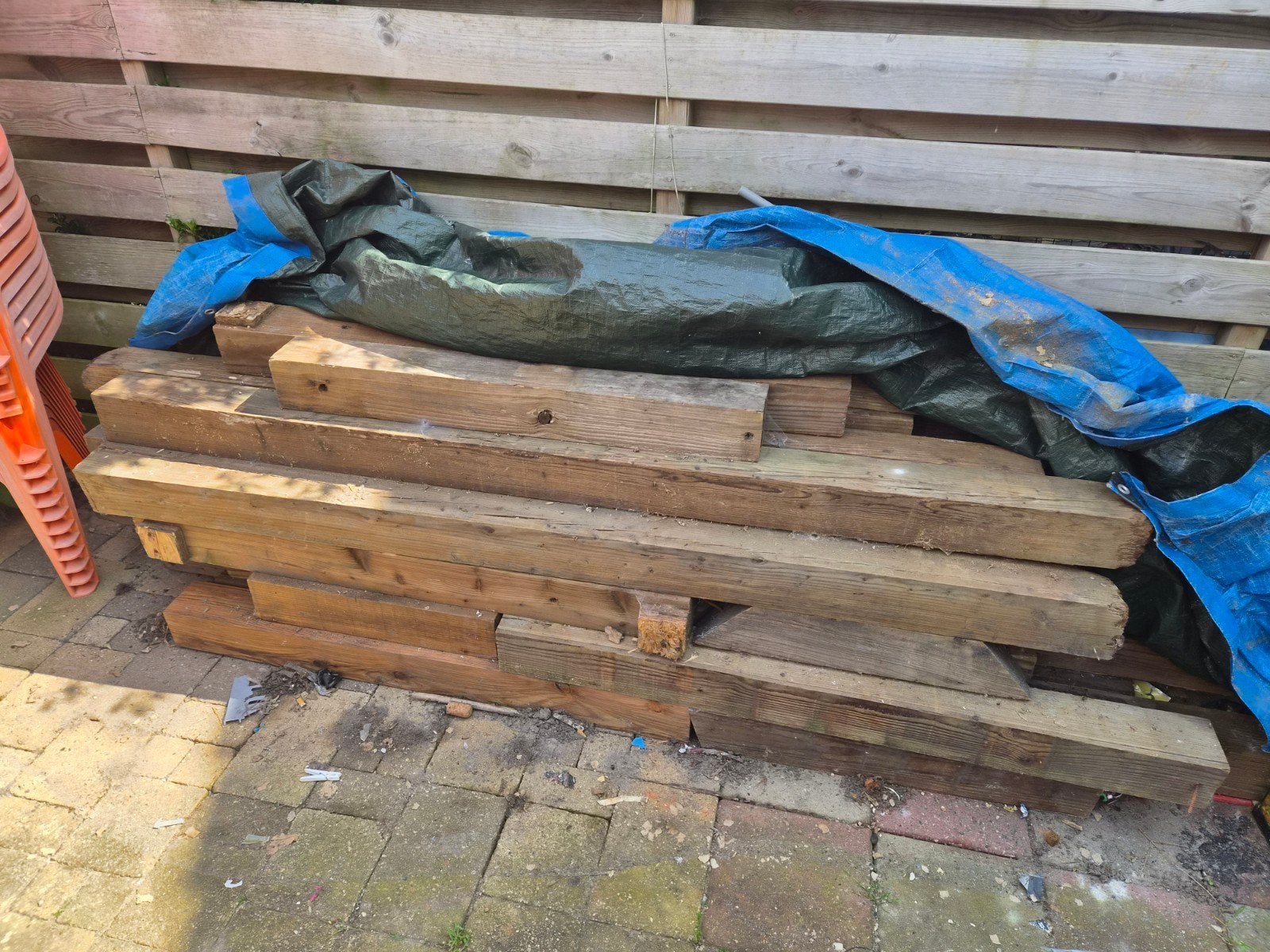 Douglas hout Gebruikte houten balken - Diverse maten, Gebruikt, Ophalen of Verzenden, 200 tot 250 cm, 50 mm of meer