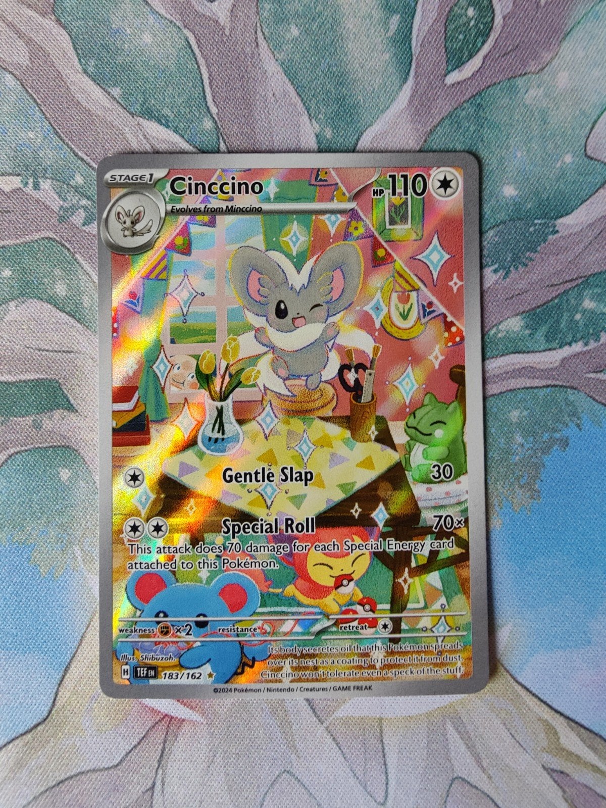 Pokemon temporal forces cinccino illustration 183/162, Ophalen of Verzenden, Nieuw, Losse kaart, Foil