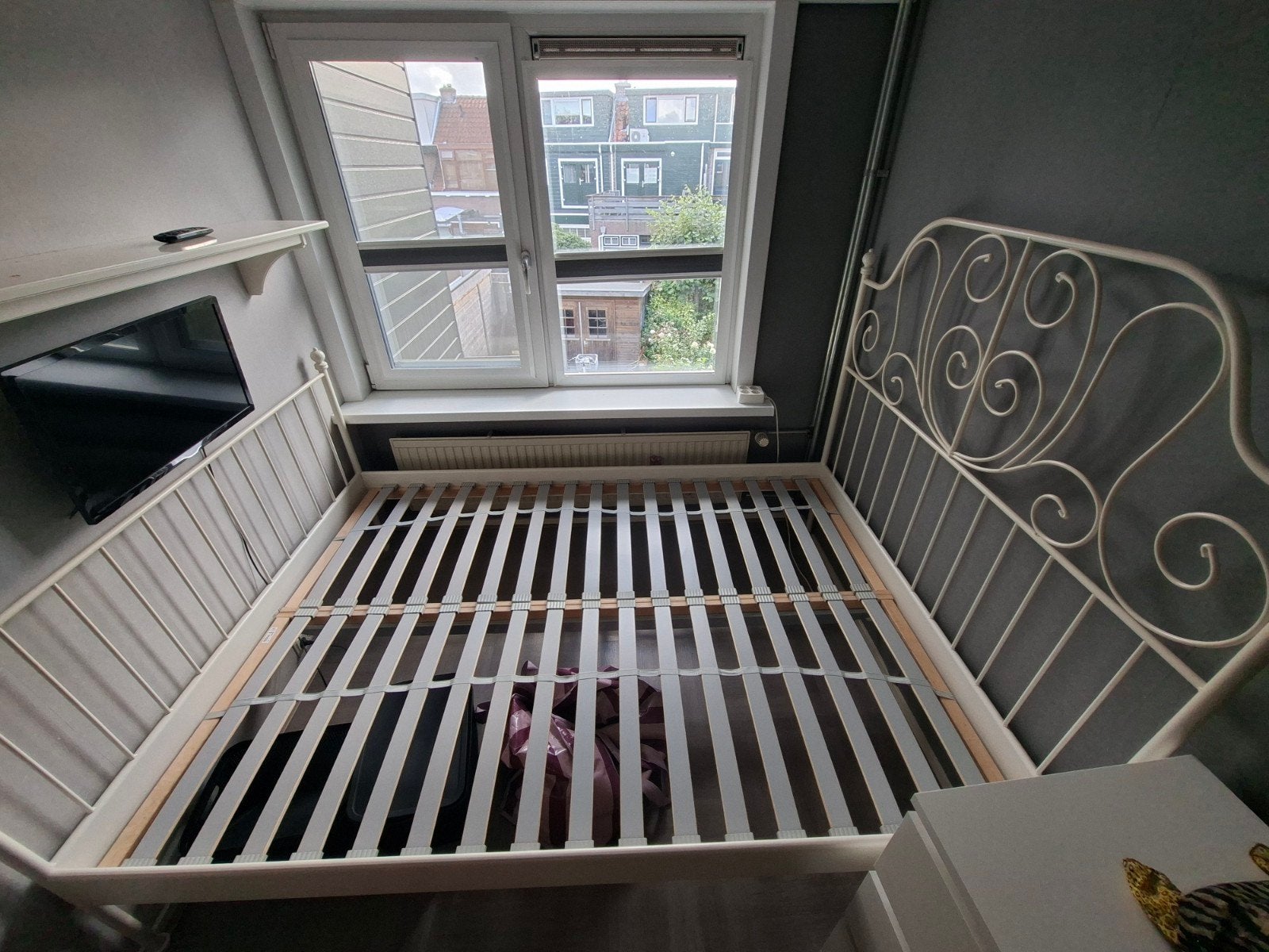 Ikea Tweepersoonsbed wit 140x200, Ophalen, Gebruikt, Wit, Romantisch