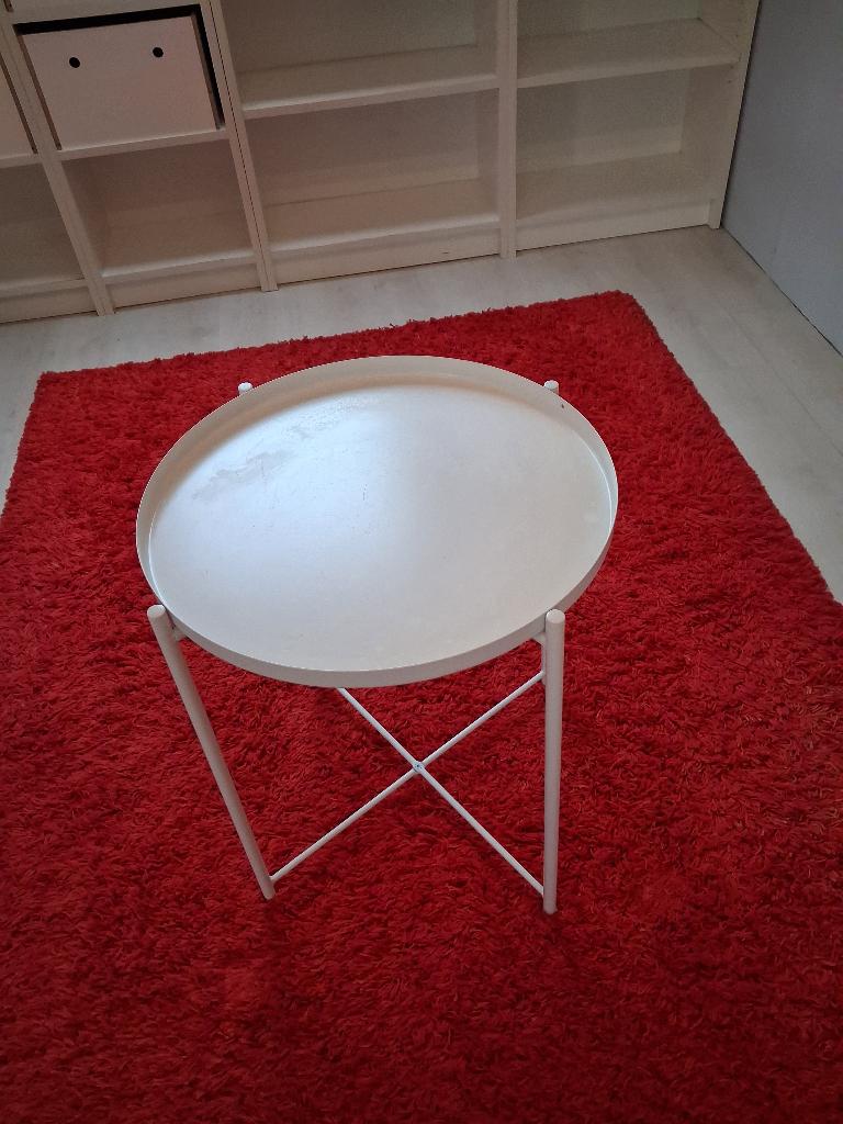 Bijzet tafel wit Ikea gladom, Huis en Inrichting, Tafels | Bijzettafels, Minder dan 55 cm, Gebruikt, Metaal of Aluminium, Rond
