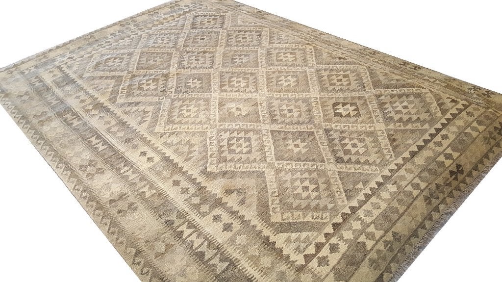 Perzisch tapijt natuurlijke Afghaan kelim 300x247/Vloerkleed, Www.simatapijten.nl, Beige, 150 tot 200 cm, Ophalen of Verzenden