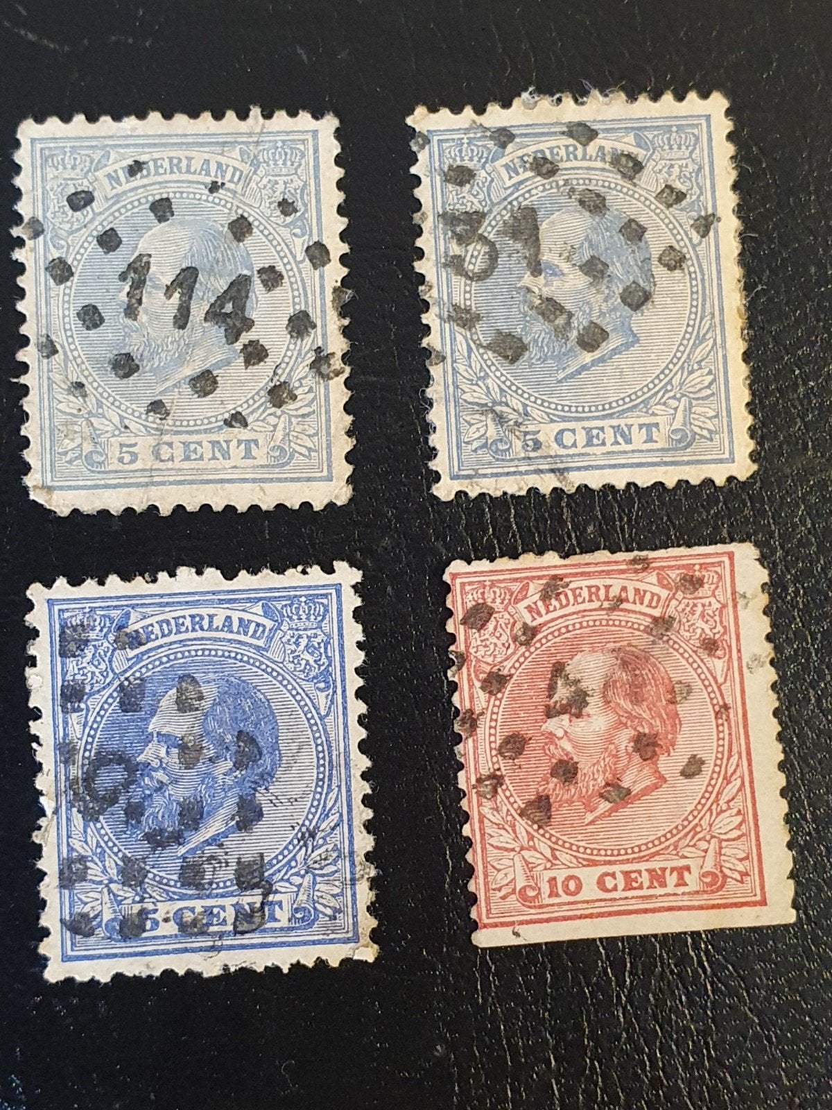 4 puntstempels Nederland Koning Willem III, Postzegels en Munten, Ophalen of Verzenden