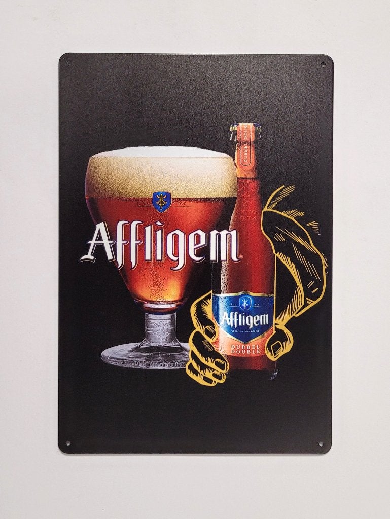 Affligem bier fles reclamebord van metaal wandbord decoratie, Ophalen of Verzenden, Nieuw, Reclamebord, Plaat of Schild, Overige merken