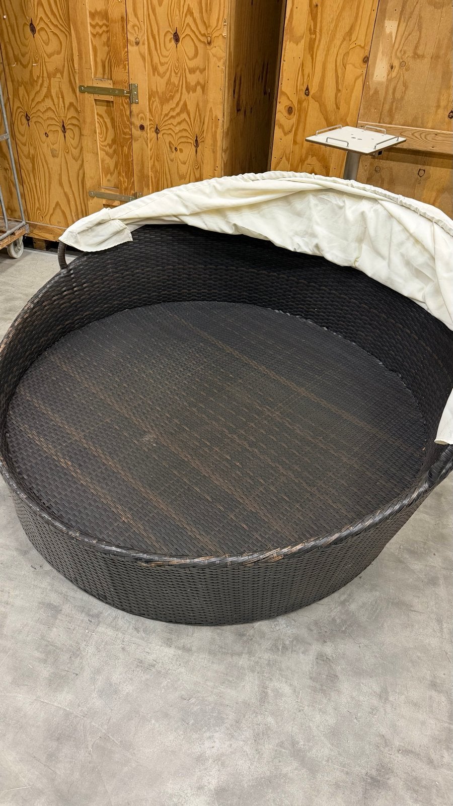 Loungebed met luifel - Wicker zwart/bruin, Ophalen, Gebruikt, Wicker