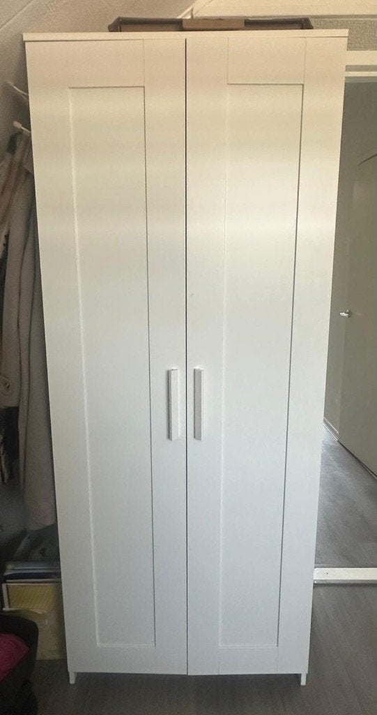 BRIMNES Kledingkast met 2 deuren, wit, 78x50x190 cm, Ophalen, Met deur(en), 100 tot 150 cm, Zo goed als nieuw