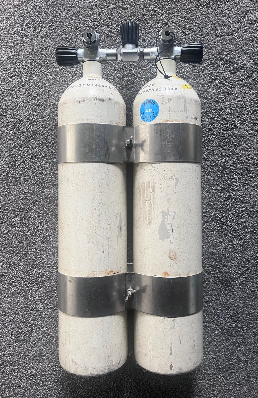 Dubbel 7 - 300 bar met vlakke bodem, Ophalen, Gebruikt, Duikfles