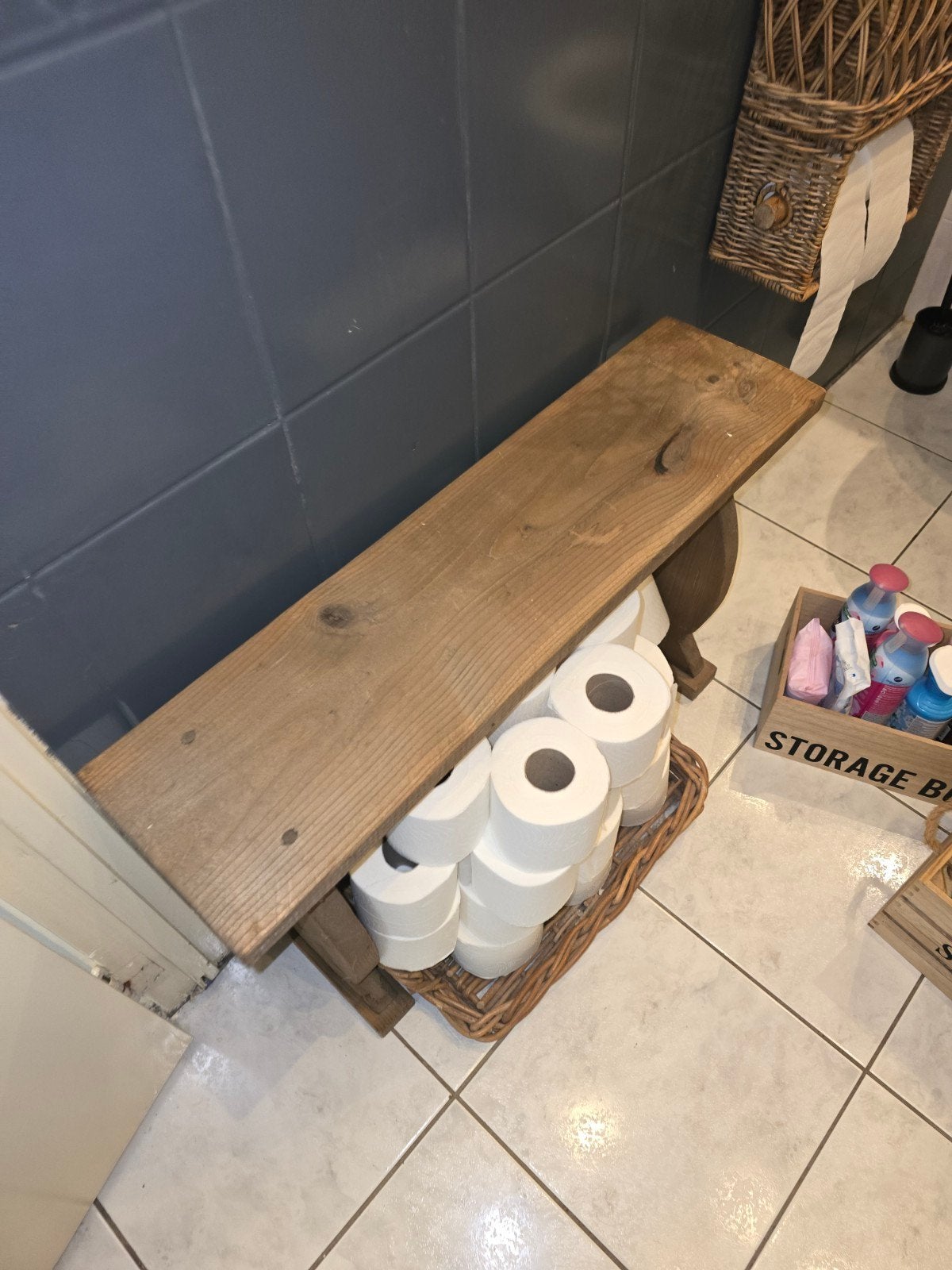 Houten tafeltje/bankje - Rustiek en functioneel, Ophalen, Minder dan 45 cm, Gebruikt, Rustiek