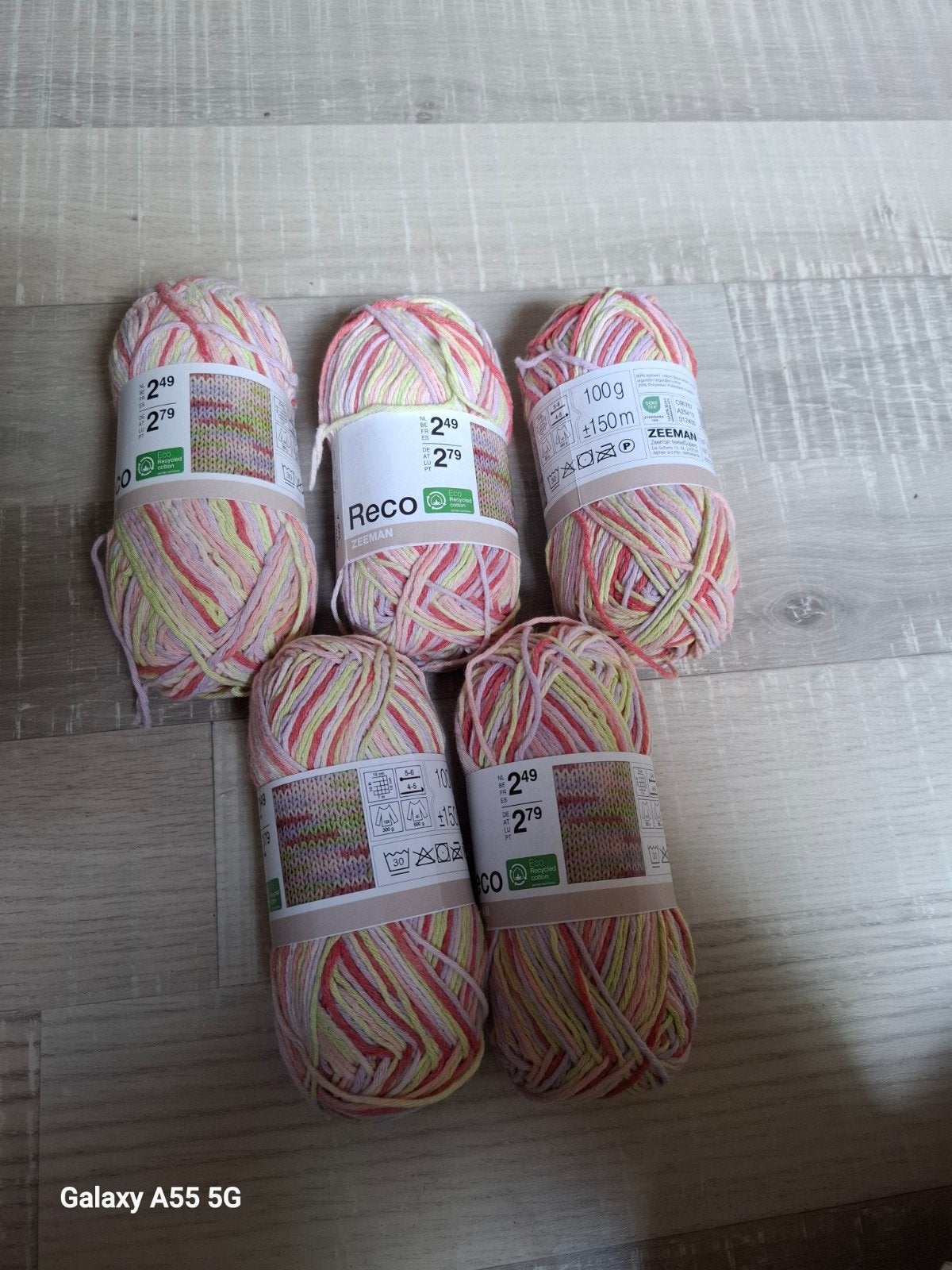 5 bollen Zeeman Reco Eco Recycled Cotton garen, Ophalen of Verzenden, Zo goed als nieuw, Breien of Haken, Wol of Garen