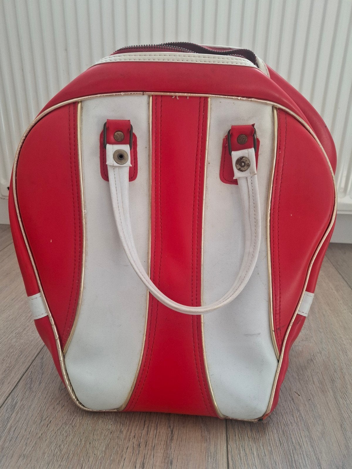 Vintage bowlingtas rood wit, Sport en Fitness, Bowlen, Ophalen of Verzenden, Gebruikt, Tas