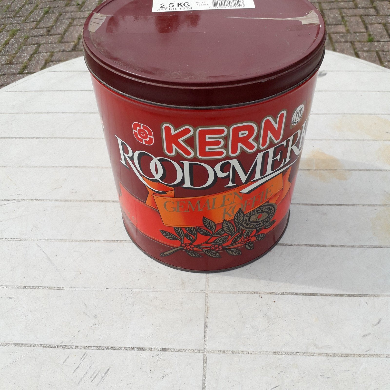 Vintage Kern Roodmerk Koffieblik - 2.5 KG, Verzamelen, Blikken, Ophalen, Gebruikt, Koffie, Overige merken