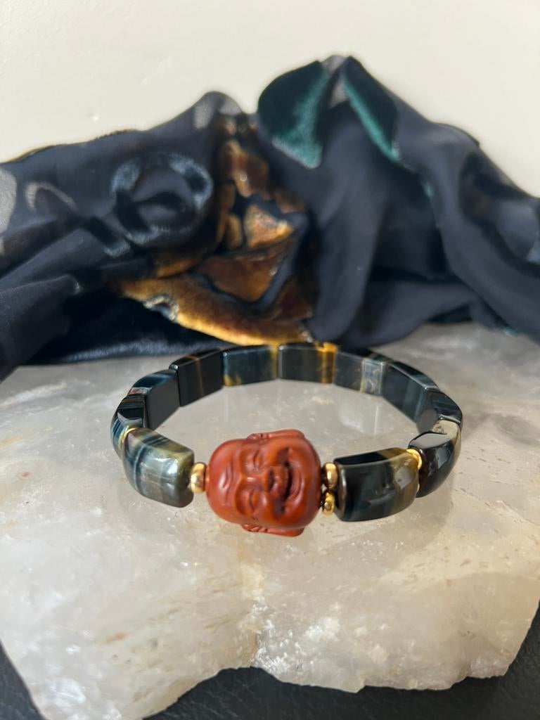 Valkenoog ojime boeddha bead amulet beschermt geluk intuïtie, Ophalen of Verzenden, Nieuw, Met bedels of kralen