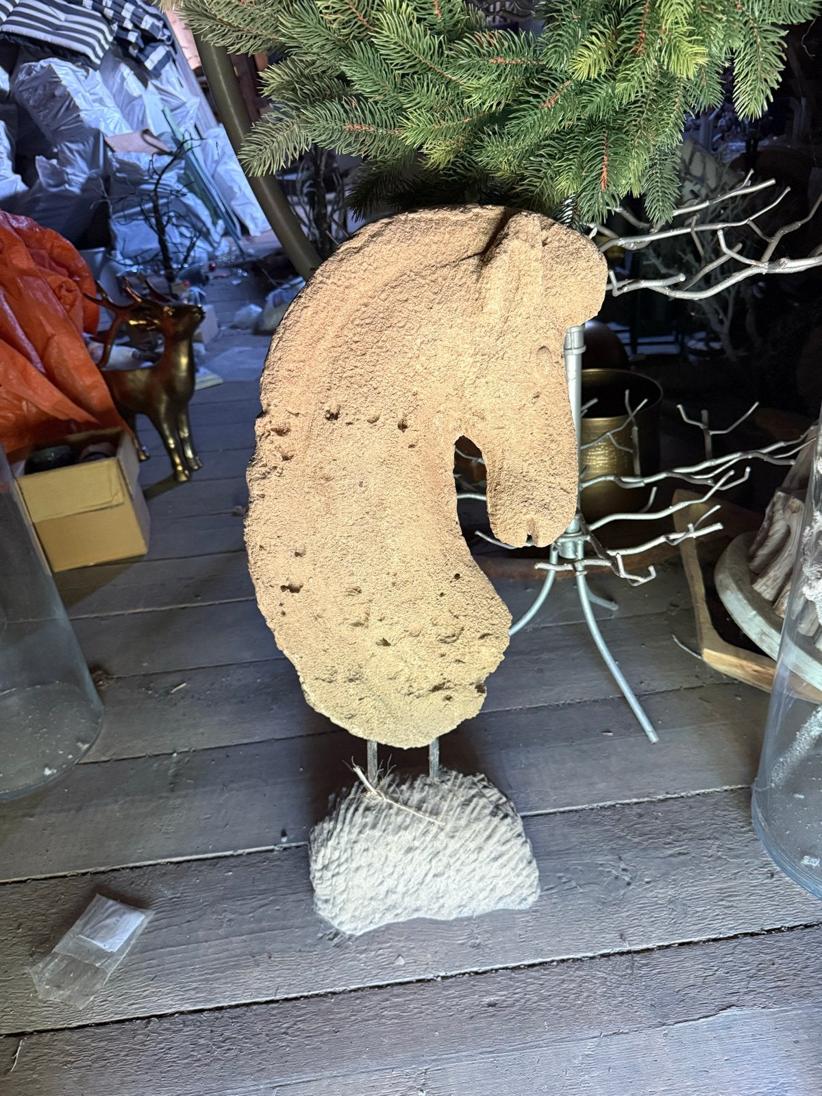 Decoratief paardenhoofd van steen, Ophalen, Zoogdier, 20 - 50 cm, Beeld