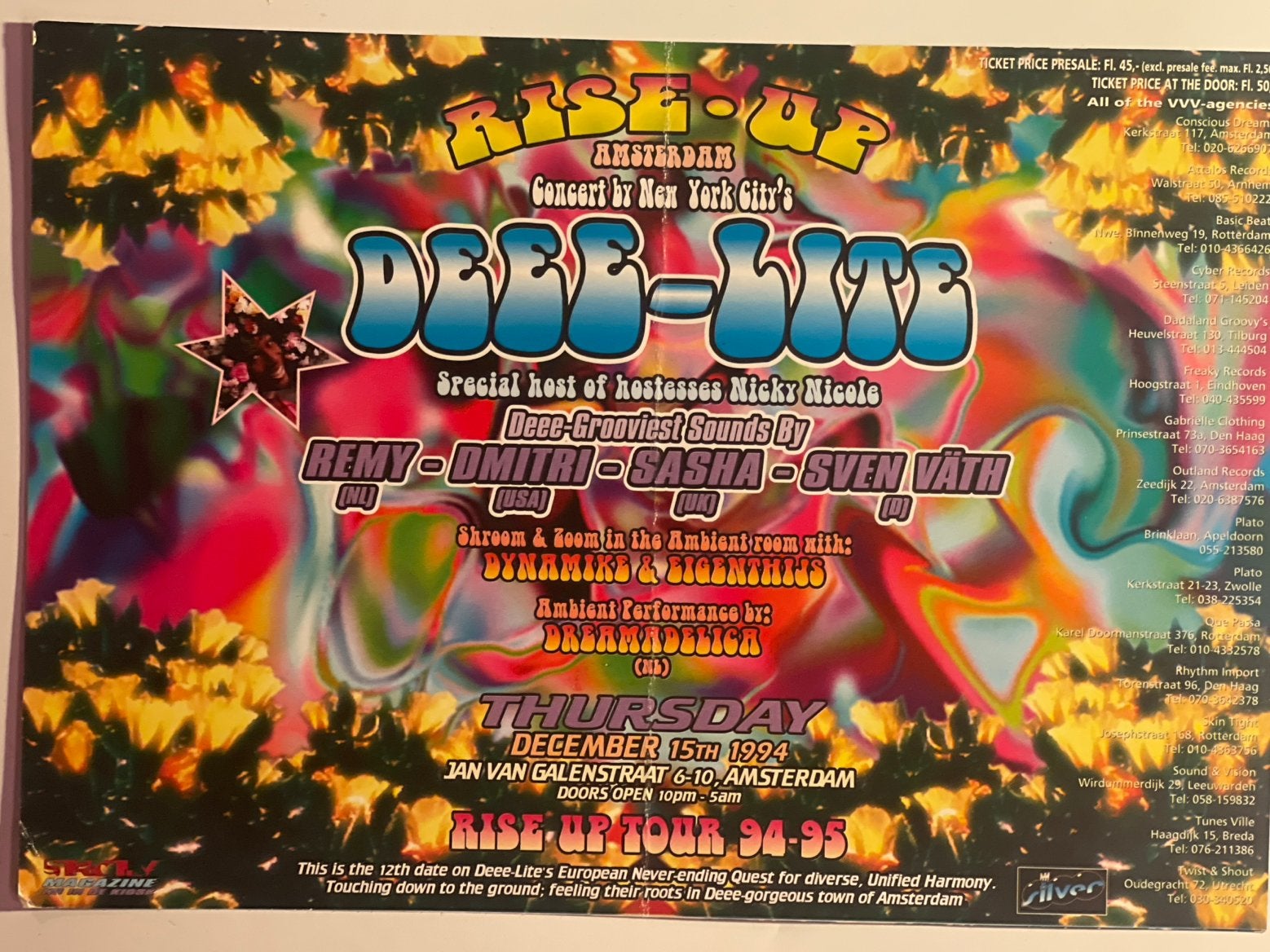 Vintage Rise-Up Rave Flyer 1994 - Remy, Dano, Sasha, Sven Vä, Verzamelen, Gebruikt, Verzenden, A4 of kleiner, Rechthoekig Liggend