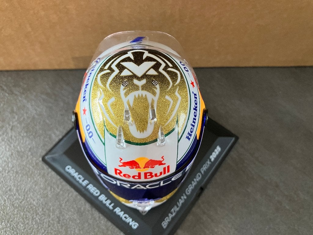 ✅ Max Verstappen 1:4 helm 2025 Brazilian GP Red Bull RB21, Ophalen of Verzenden, Nieuw, Formule 1