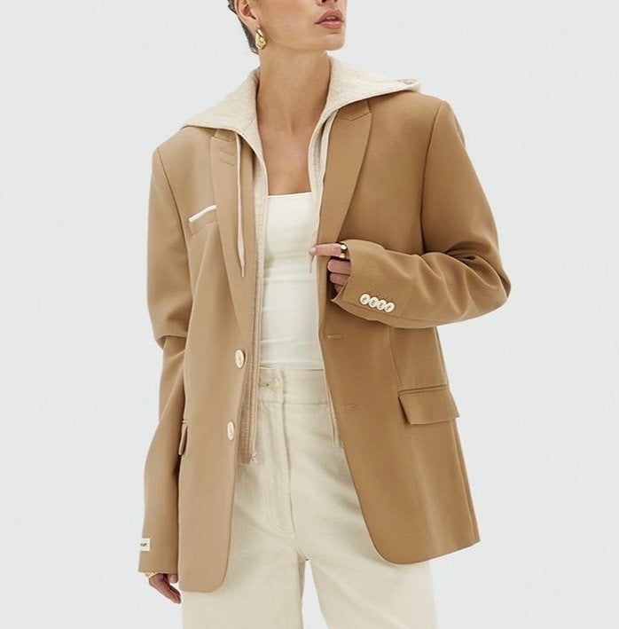 Beige/Light Camel JoshV, Josh V blazer met hoodie M, Maat 38/40 (M), Verzenden, Beige, Nieuw
