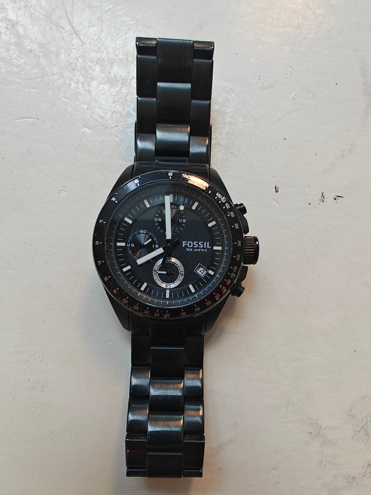 Fossil Herenhorloge Zwart - Stijlvol en Robuust, Ophalen of Verzenden, Gebruikt, Staal, Overige merken
